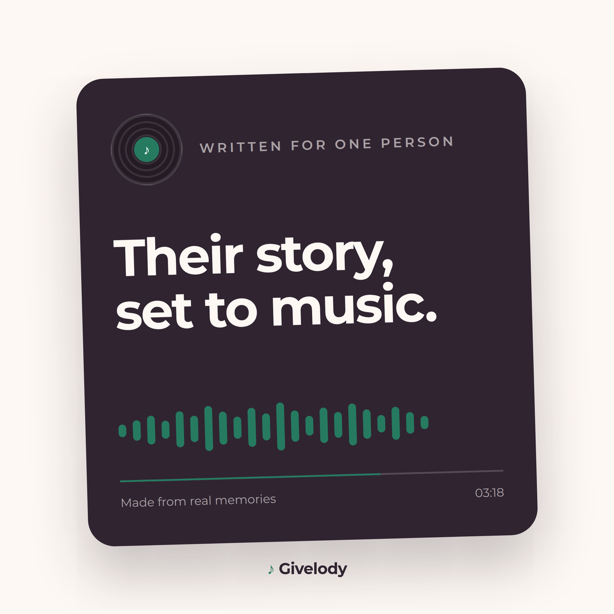 Givelody Personal Song — a custom song written from your memories, delivered digitally