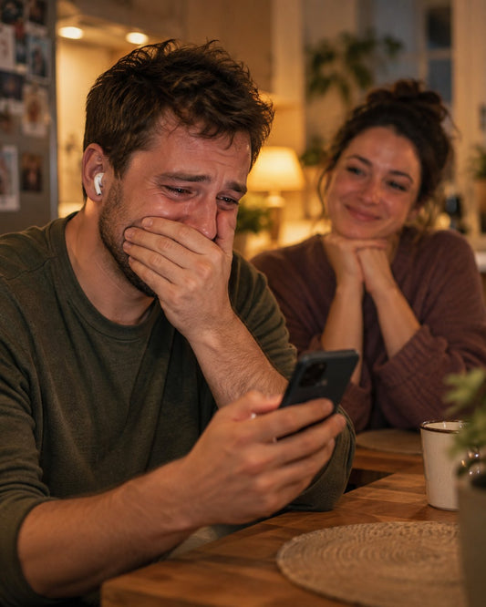 A man overwhelmed with joy as he hears the song written about him